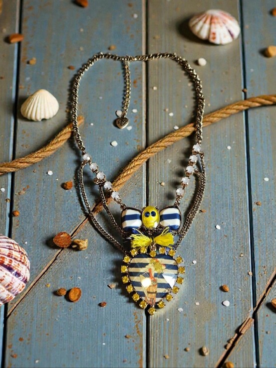 Betsey Johnson Jewelry - 💀💙💛Betsey Sailor Pinup Gal with Skull "SHIP SHAPE" Collection - EPC💛💙💀